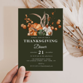 水色の秋の葉の感謝持ちポットル 招待状