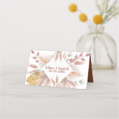 水色の素朴なボホパンパスグラス結婚ズ プレイスカード (正面)