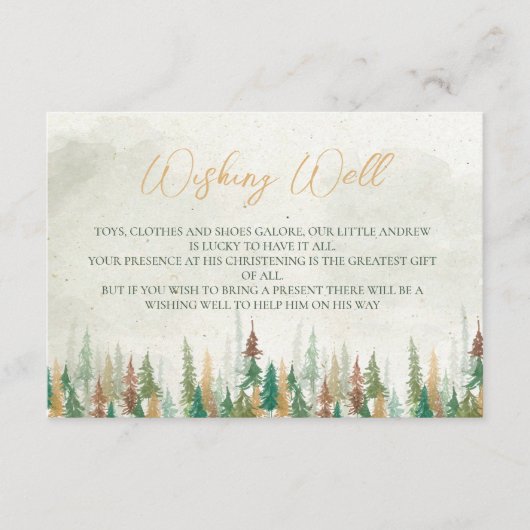 水色の素朴森の松の木 エンクロージャーカード (正面)