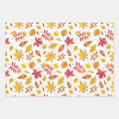 水色の素朴紅葉パターン ラッピングペーパーシート (正面2)