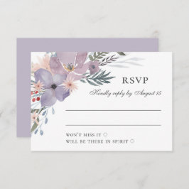 水色の紫の薄紫花。フローラ結婚の 出欠カード