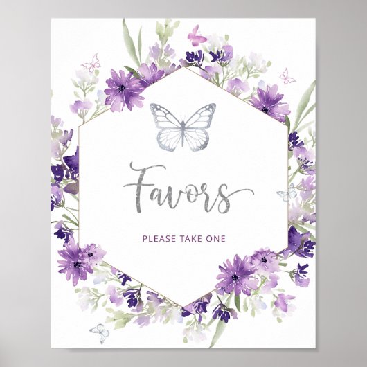 水色の紫色のシルバーバタフライはポスターを好む ポスター (正面)