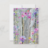 水色の紫色の野結婚花の素朴 招待状 (裏面)