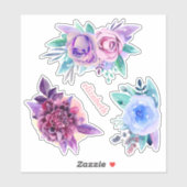 水色の紫色の青い庭の花。ピンクフローラ シール (シート)