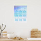 水色の結婚シーティングチャート ポスター (キッチン)