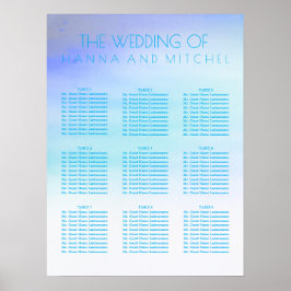 水色の結婚シーティングチャート ポスター