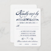 水色の結婚応答カード 出欠カード (正面/裏面)