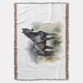水色の絵を描美しい黒い牡馬 スローブランケット (正面縦)
