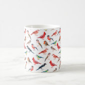 水色の絵を描鳥模様。 コーヒーマグカップ (中央)