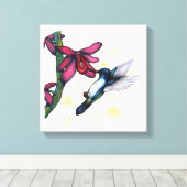 水色の絵画ハミ飛んでいるドリと蘭 キャンバスプリント (インサイチュ (ウッドフロア))