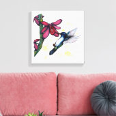 水色の絵画ハミ飛んでいるドリと蘭 キャンバスプリント (インサイチュ (リビング))