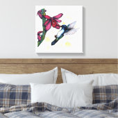 水色の絵画ハミ飛んでいるドリと蘭 キャンバスプリント (インサイチュ (寝室))
