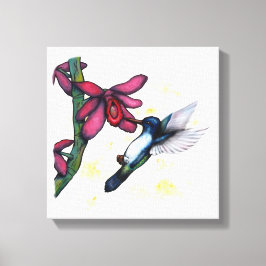 水色の絵画ハミ飛んでいるドリと蘭 キャンバスプリント