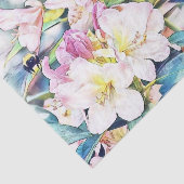 水色の絵画ピンクの白ツツジの花 薄葉紙 (詳細)