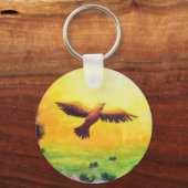 水色の絵画ヴィンテージワシ キーホルダー (正面)