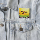 水色の絵画ヴィンテージワシ 缶バッジ (インサイチュ)