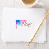 水色の絵画差出人住所ラベル ラベル (インサイチュ)