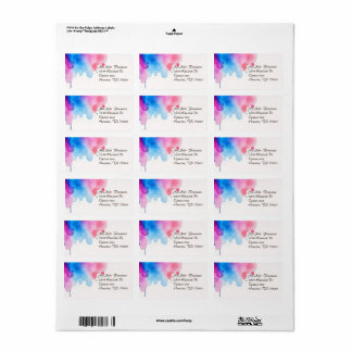 水色の絵画差出人住所ラベル ラベル