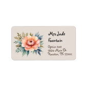 水色の絵画差出人住所ラベル ラベル (正面)