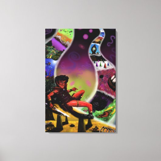 水色の絵画戦士の神秘的な次元 キャンバスプリント (正面)