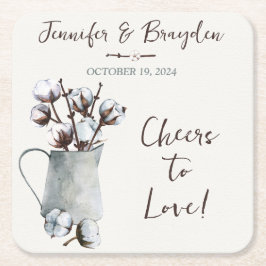 水色の綿茎のグレーのピッチャー結婚ズ スクエアペーパーコースター