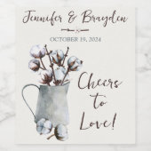 水色の綿茎のグレーのピッチャー結婚ズ ワインラベル (シングルラベル)