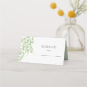 水色の緑のオリーブの枝。結婚予約 プレイスカード (正面)