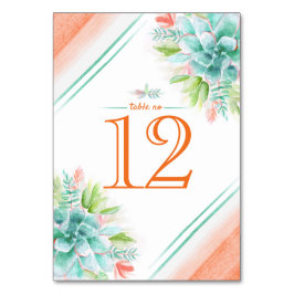 水色の緑のオレンジ色の表の番号 テーブルナンバー