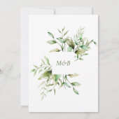 水色の緑のユーカリの結婚葉 招待状 (裏面)