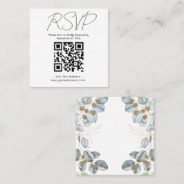 水色の緑のユーカリ結婚プス スクエア名刺