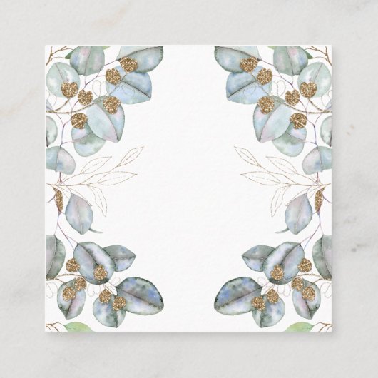 水色の緑のユーカリ結婚プス スクエア名刺 (裏面)