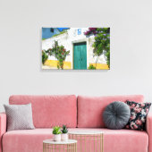 水色の緑の木製ドア キャンバスプリント (インサイチュ (リビング))