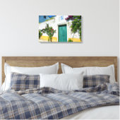 水色の緑の木製ドア キャンバスプリント (インサイチュ (寝室))