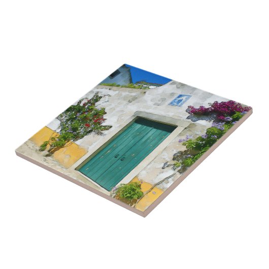 水色の緑の木製ドア タイル (側面)