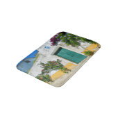 水色の緑の木製ドア バスマット (アングル)