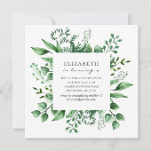 水色の緑の植物。ガーデン子供の誕生日 招待状 (正面)