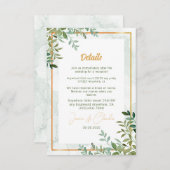 水色の緑の葉葉結婚の エンクロージャーカード (正面/裏面)