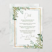 水色の緑の葉葉結婚の エンクロージャーカード (正面/裏面)