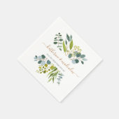 水色の緑の葉、ユーカリ結婚の スタンダードカクテルナプキン (角)