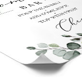 水色の緑の葉boho mom-osaバー ポスター (角)