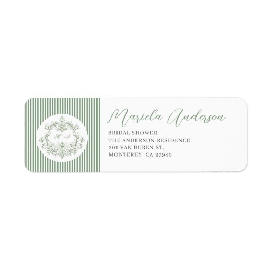 水色の緑エレガントフローラチノワセリーのブリダ ラベル (正面)