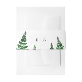 水色の緑シダ。ウッドラ結婚ンド 招待状ベリーバンド