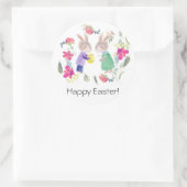 水色の繊細なイースターラビーと卵 ラウンドシール (バッグ)