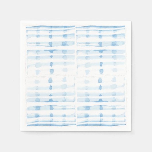 水色の背景に柔らかい藍色の青い線 スタンダードカクテルナプキン (正面)