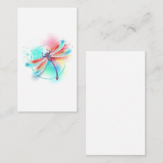 水色の背景に赤いトンボ エンクロージャーカード (正面/裏面)