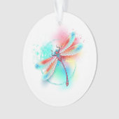 水色の背景に赤いトンボ オーナメント (正面)