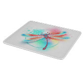 水色の背景に赤いトンボ カッティングボード (角)