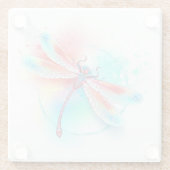 水色の背景に赤いトンボ ガラスコースター (裏面)