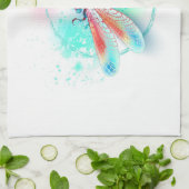 水色の背景に赤いトンボ キッチンタオル (折り畳み)