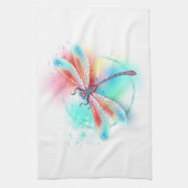 水色の背景に赤いトンボ キッチンタオル (縦)